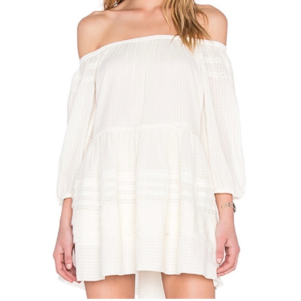 Free People babydoll of the shoulders dress XS oversized cream color